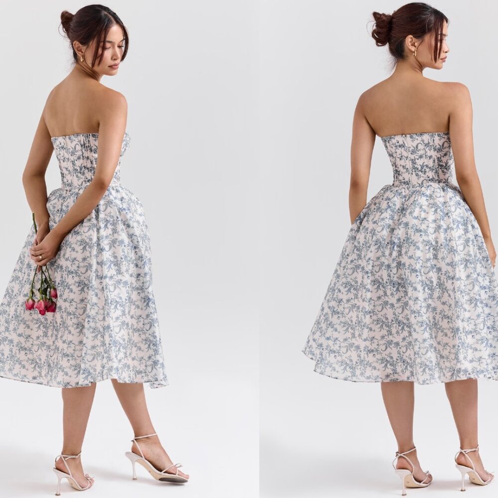 House of CB 'Bennett' English Porcelain Print Strapless Sundress NWOT - Picture 8 of 9